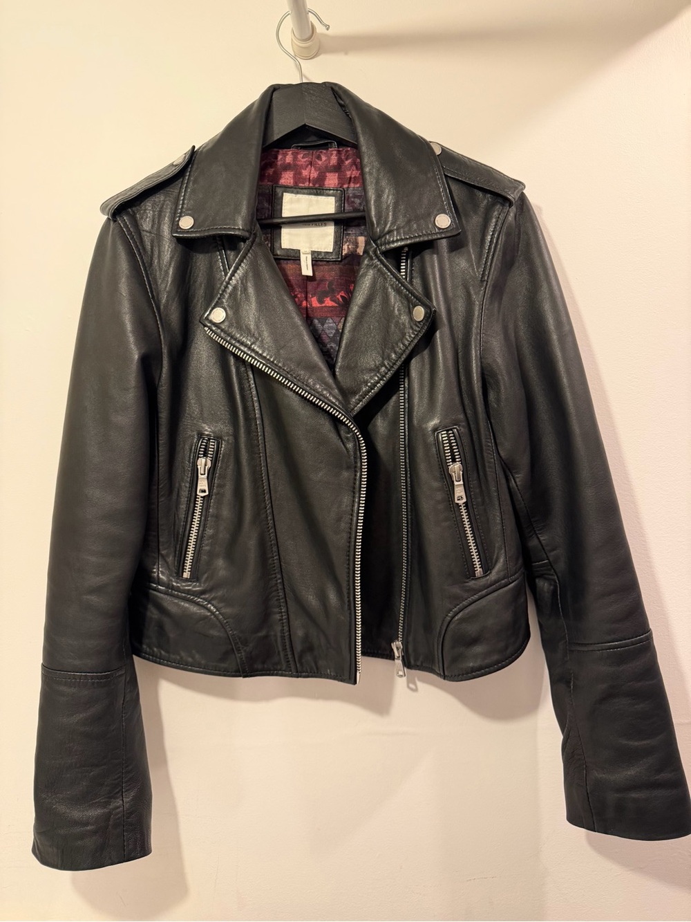 Avec Les Filles Black Soft Buttery Leather  Moto Jacket